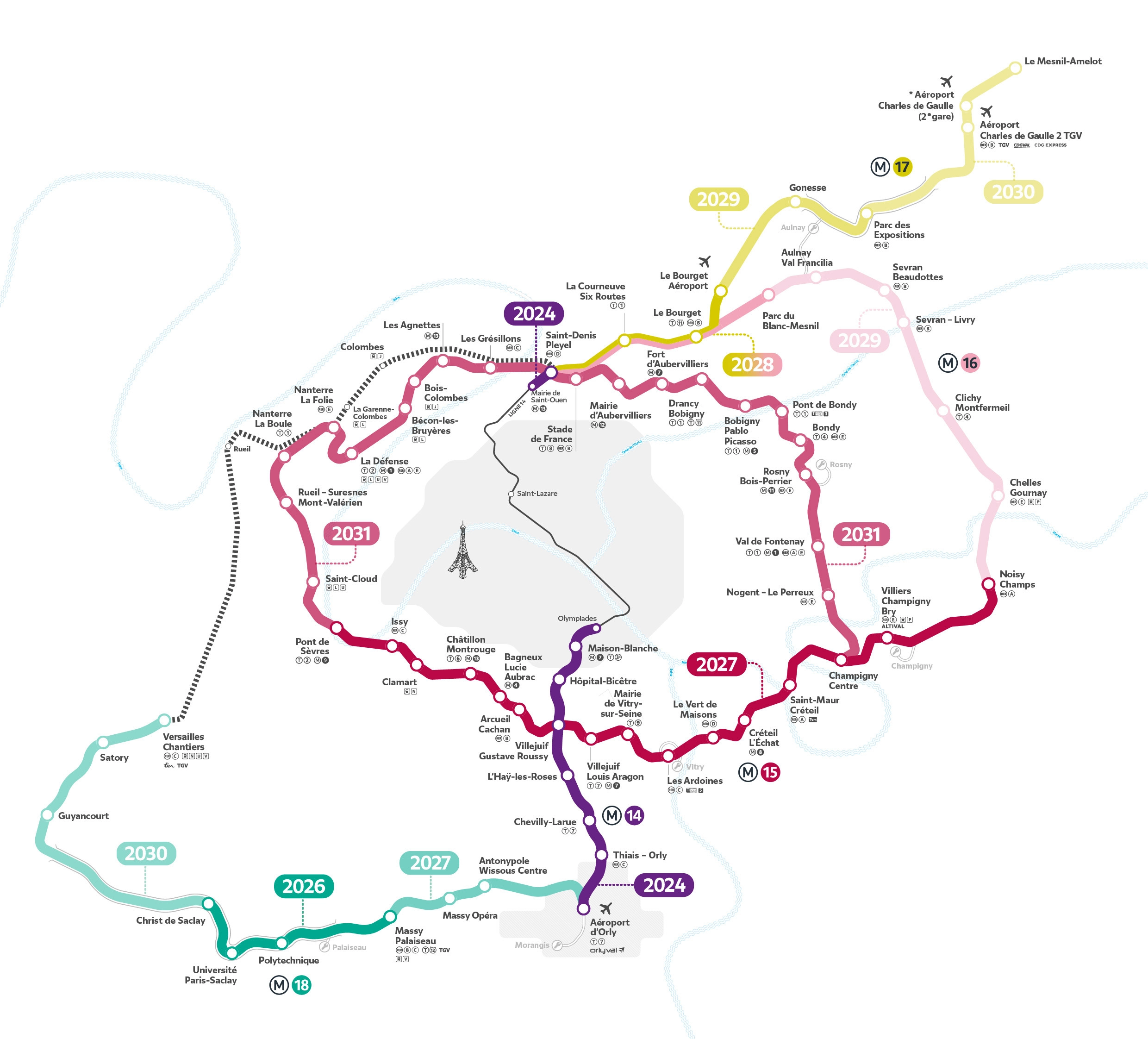 La mise en service des nouvelles lignes 16 et 17 du métro décalée